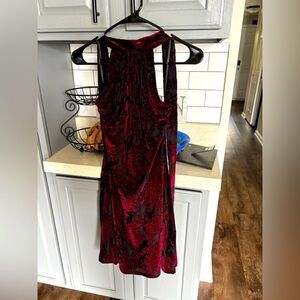 Dress the Population Velvet Backless Dress in Red and Black